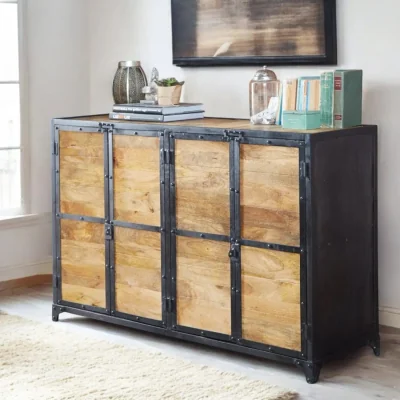OAT Home Belfast Wood & Metal Industrial 140cm Sideboard