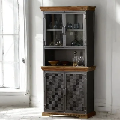 OAT Home Cork Industrial Wood & Metal 85cm Sideboard Hutch (Top Only)