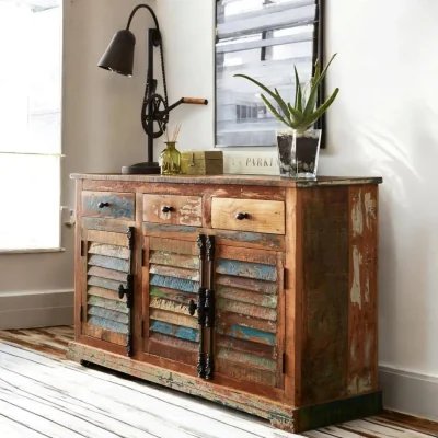 OAT Home Westport Wooden Rustic 3 Doors & 3 Drawers 140cm Sideboard