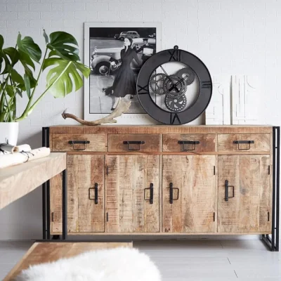 OAT Home Sligo Industrial Metal & Wood 4 Drawers & 4 Doors 170cm Sideboard
