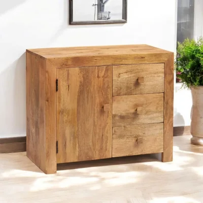 OAT Home Tibradden Wooden 1 Door & 3 Drawer 88cm Sideboard
