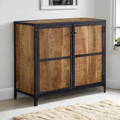 OAT Home Belfast Wood & Metal Industrial 90cm Sideboard