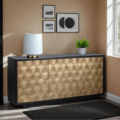 Quatropi Quatropi Sideboard 160cm Brass - Black Cabinet, 3 Doors