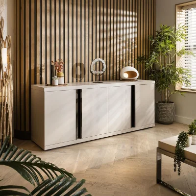 Quatropi ExDisplay Quatropi Large Modern Sideboard Matte Chalk 200cm - 4 Door Cabinet 200cm