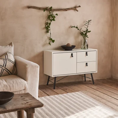 The Range Juno Matt Sideboard Compact Handleless 1 Door 2 Drawers - White