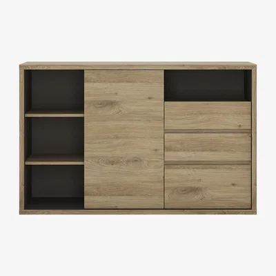 The Range Levenwick One Door Three Drawer Sideboard - Shetland Oak