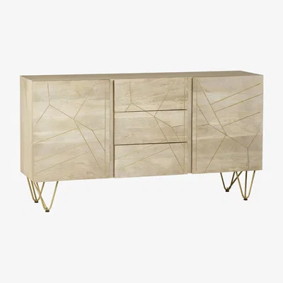 The Range Dallas Light Gold 2 Door and 3 Drawers Large Sideboard - Light Wood