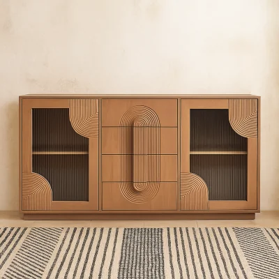 The Range New Mexico Large Mango Wood Sideboard 4 Drawers and 2 Doors Matt Finish - Brown