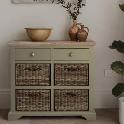 The Range Florence Sideboard with Storage Baskets and Drawers - Sage Green