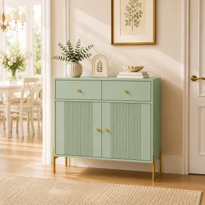 The Range HOMCOM Modern Sideboard with 2 Drawers, and Adjustable Shelf, Light Green