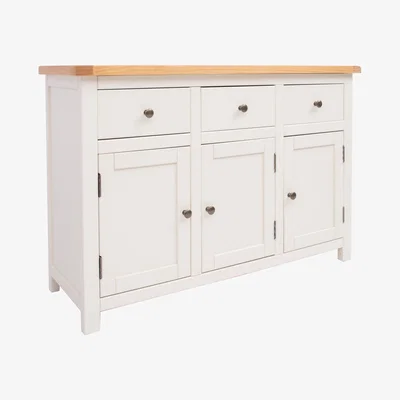 The Range Maggiori 3 Door 3 Drawer Sideboard - White / Brass Knob