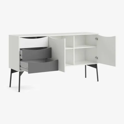 The Range Wyld Haus Nordborg Grey and White Sideboard - 2 Doors, 3 Drawers - Grey