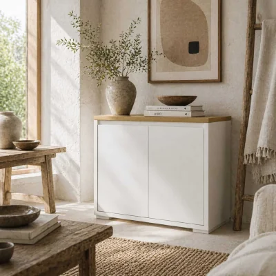 The Range Nofi Fael Sideboard White and Natural - Double Doors