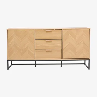 The Range 5.2FT Large Wood Sideboard Storage Cabinet with 3 Drawers - Natural