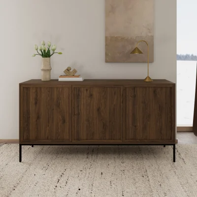 The Range Palmdale Sideboard with 3 Doors in Smoked Oak - Smoked Oak