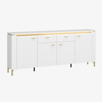 The Range Lazio Sideboard 4 Door 2 Drawer in Alpine White/White Gloss - Alpine White & White