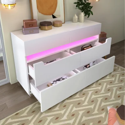 The Range NECHE Sideboard Cabinet Dresser with 6 Drawers White  - White