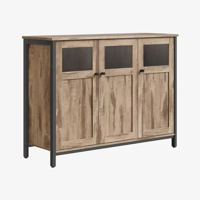 The Range VASAGLE Sideboard with Glass Doors - Brown