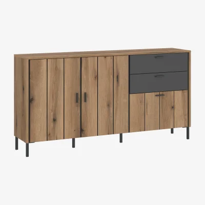 The Range Arundel Sideboard 2 Door 1 Flap 2 Drawer in Oak/Grey - Oak