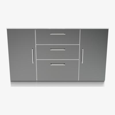 The Range Worcester Ready Assembled 2 Door 3 Drawer Sideboard - Black Matt & White