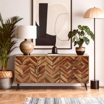 The Range Boho Two Door and Three Drawer Mango Wood Sideboard - Brown