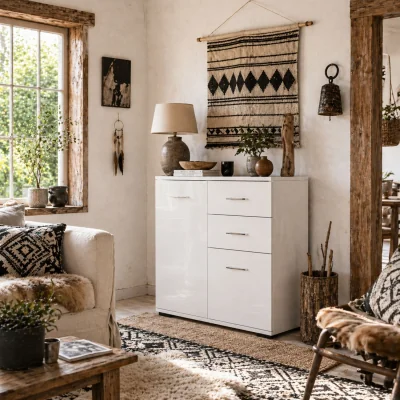 The Range Lodino High Gloss White Sideboard - 2 Drawers, 2 Doors, Adjustable Shelves