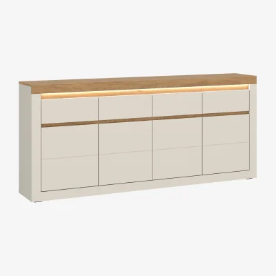 The Range Naxxar Sideboard with 4 Doors and 4 Drawers in Cashmere and Stone Oak - Cashmere & Stone Oak