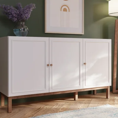 The Range Wensley 3 Door 1 Drawer Sideboard in Light Grey and Oak - Light Grey & Oak