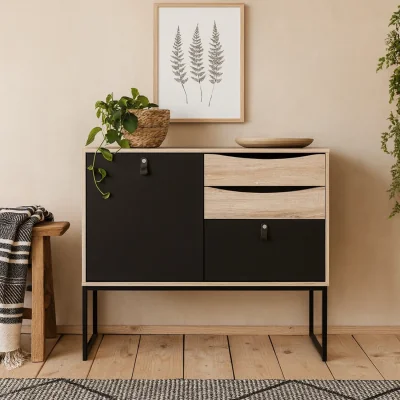 The Range Seville Matt Sideboard 1 Door 3 Drawers - Black