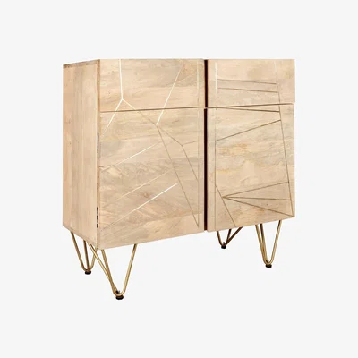 The Range Light Gold Mango Wood 2 Door Medium Sideboard - Light Wood