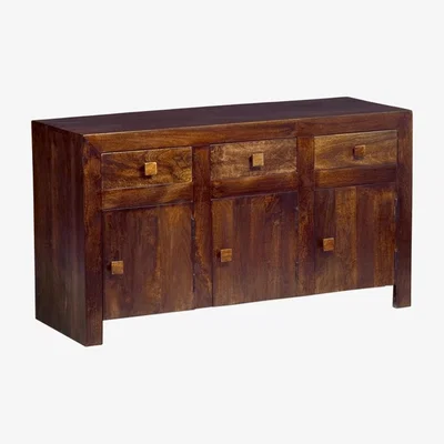 The Range Toko Dark Mango Wood 3 Door Large Sideboard - Dark Wood