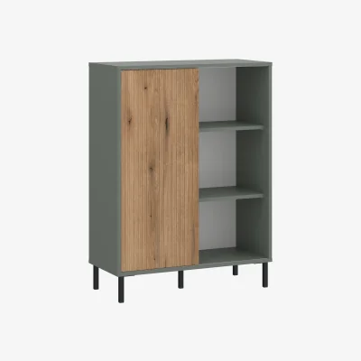 The Range Darwin Sideboard 1 Door in Green/Oak - Green & Oak