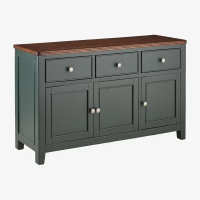 The Range Queensbury Large Sideboard with Oak Top - Bottle Green