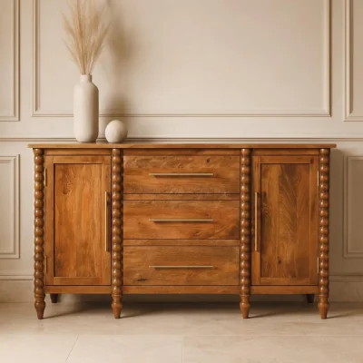 The Range Solid Mango Wood Spindle Sideboard - Brown