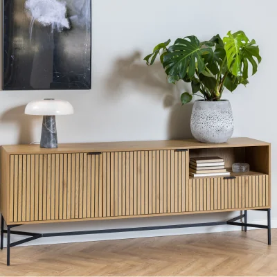 The Range Jaipur Sideboard with  2 Doors and 1 Drawer in Wild Oak - Wild Oak