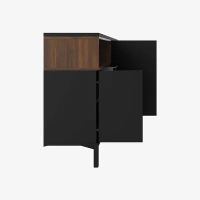 The Range Wyld Haus Indigo Sideboard - 3 Drawers, 3 Doors, Walnut Effect with Black Frame - Natural
