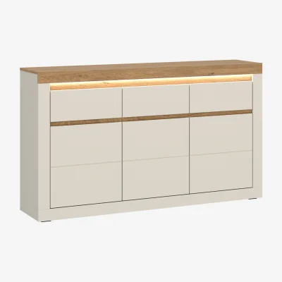 The Range Naxxar Sideboard with 3 Doors and 3 Drawers in Cashmere and Stone Oak - Cashmere & Stone Oak