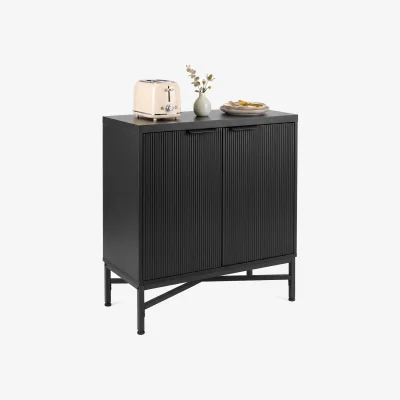 The Range Fluted Sideboard Modern Accent Cabinet - Black