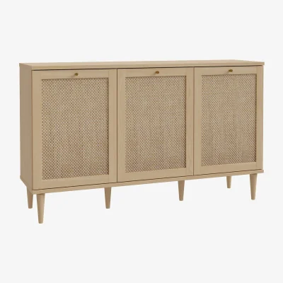 The Range Mallowmoss 3-Door Rattan & Wood Sideboard, Matt Natural - Natural