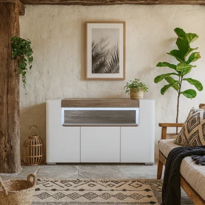 The Range Porto Wide Gloss Sideboard with Detail - White