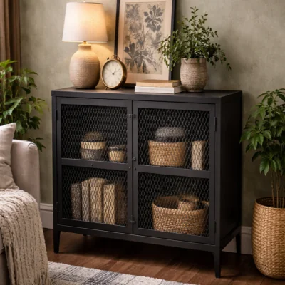 The Range Hanko small metal sideboard with 2 drawers - Brown