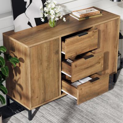 The Range Dark Oak Sideboard with 2 Doors, 3 Drawers, Adjustable Shelf - Brown