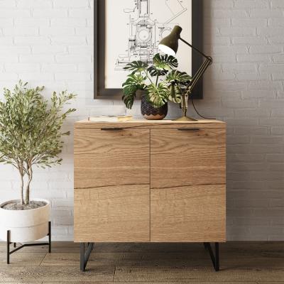 The Range Fisso 2 Door Cracked Oak Compact Sideboard Fast Click Assembly - Cracked Oak