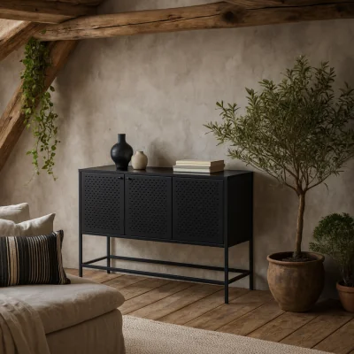 The Range Graz Matt Metal Sideboard 3 Doors - Black