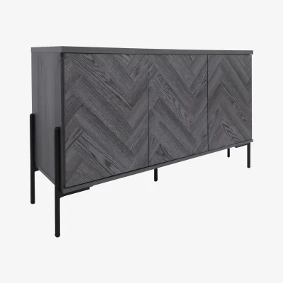 The Range Charlene Sideboard with 3 doors in Grey Fish OakGrey Oak - Grey Oak Fishbone/Grey Oak
