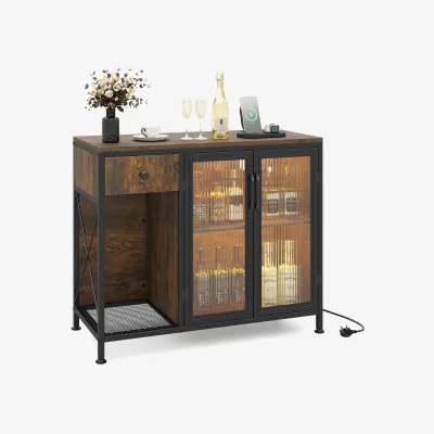 The Range LED Power Socket Wooden Buffet Sideboard - Brown