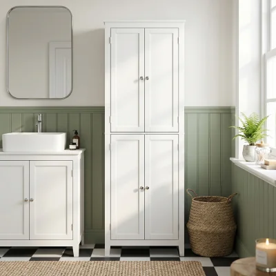 The Range HOMCOM 170 cm Tall Bathroom Storage Cabinet  - White
