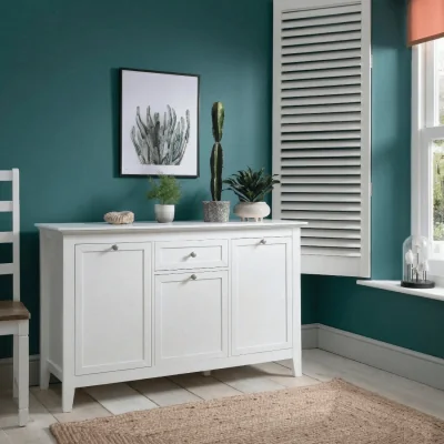 The Range Karlstad Sideboard Space-Saving, Narrow for Hallway and Living Room - White