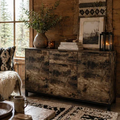 The Range Nomano Rero Rustic Brown Industrial Sideboard - Doors, Drawer, Adjustable Shelves