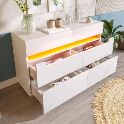 The Range Sideboard with 6 Drawers and RGB LED - White